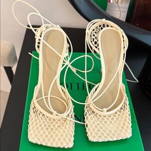 Bottega Veneta Cream Mesh Heels